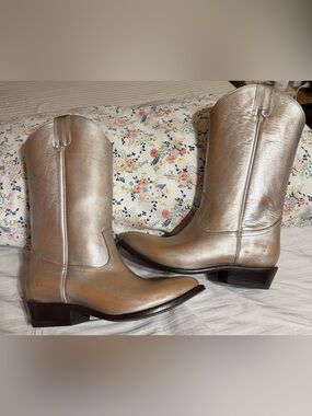 FRYE Metallic Gold Western-Style Boots - Home Accents. BILLY PULL ON
